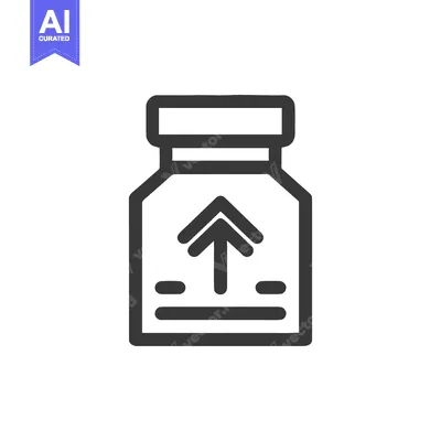 Popular premium asset: Minimalist Icon of a Medicine Bottle with Upward Arrow Symbol