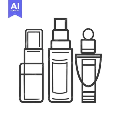 Popular premium asset: Three illustrated cosmetic bottles displayed in a black and white outl