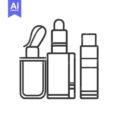 Aset desain premium: A line art image of cosmetics in various container shapes