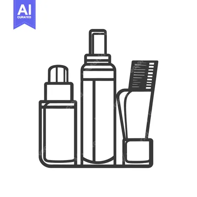 Popular premium asset: Outline illustration showcasing personal care cosmetics and applicatio