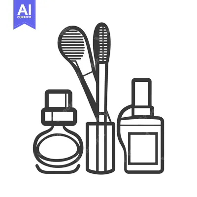 Aset premium populer: Illustration featuring beauty tools and containers in a minimalist sty
