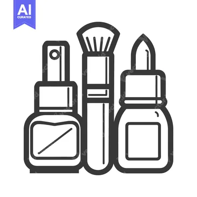 Aset premium populer: Three beauty product icons depicted in a simple black and white style