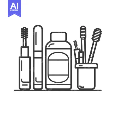 Aset desain premium: Various beauty products and tools are arranged in a row together