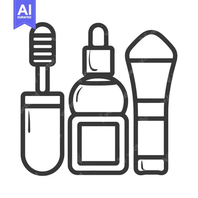 Premium design asset: Vector illustration of makeup applicators and skincare essentials on w