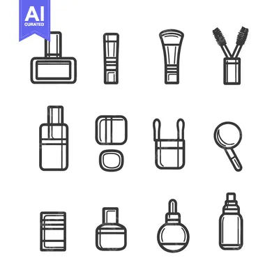 Popular premium asset: Outlined illustrations depicting cosmetics and beauty related accessor