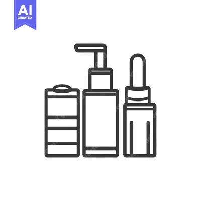 Aset desain premium: Three beauty and cosmetic bottles are grouped together in line