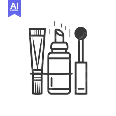 Aset premium populer: Cosmetics tools and makeup accessories arranged in a line