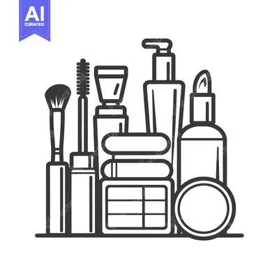 Aset premium populer: An illustration representing several beauty and makeup products