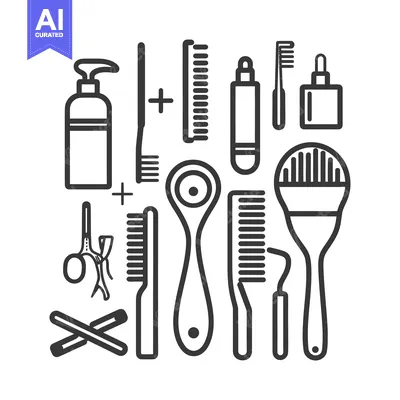 Aset desain premium: Outlined Personal Hygiene Tools And Cosmetic Products Arranged Nicely