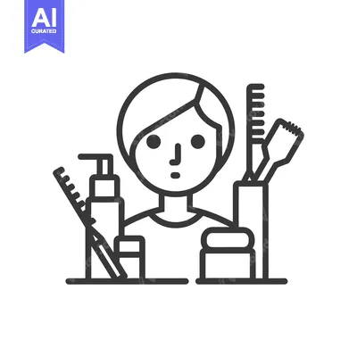 Aset premium populer: Person surrounded by hair care products and styling tools illustration