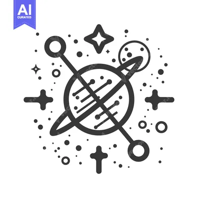 Aset premium populer: A graphic illustration of a planet with surrounding space elements