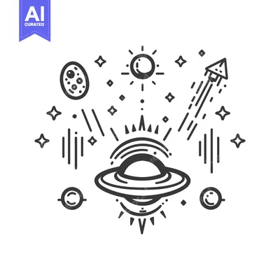 A minimalistic black and white representation of the cosmos