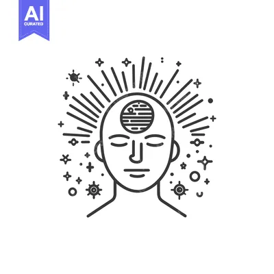 Aset premium populer: A mindful person surrounded by stars and shining rays
