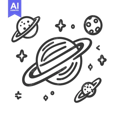 Premium design asset: Simplified line drawing of various celestial objects in space