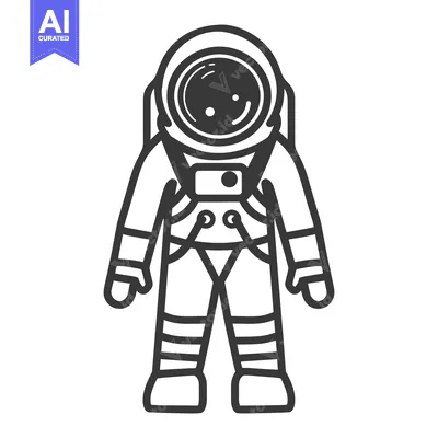 Premium design asset: A stylized illustration of an astronaut in a spacesuit standing