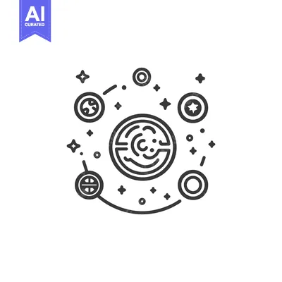 Aset desain premium: A simplified illustration of a celestial system and its components