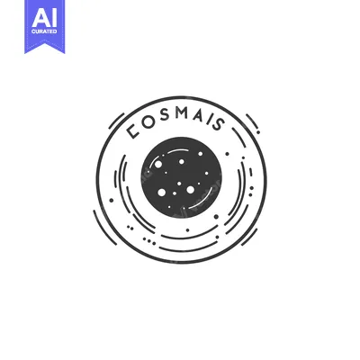 Aset desain premium: A minimalist black and white circular logo design of a planet