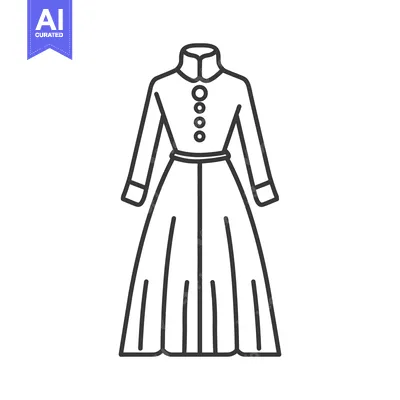 Aset desain premium: A black line drawing of a long dress design