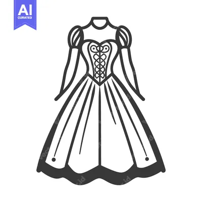 Popular premium asset: Elegant gown illustration with a corset and flowing skirt