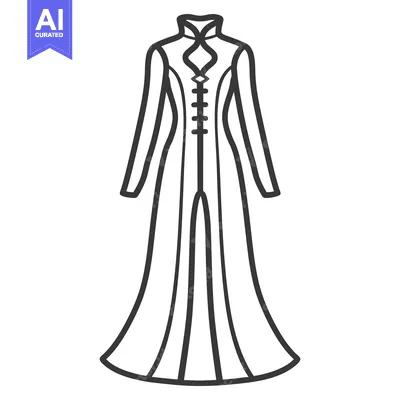 Aset desain premium: An illustrated outline of a long coat style garment