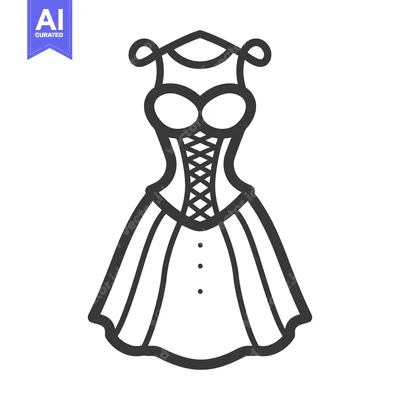 Aset premium populer: A simple illustration depicting a corset dress with lacing