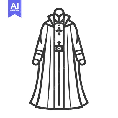 Aset desain premium: The outlined drawing of a religious garment with a cross symbol