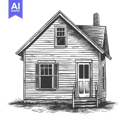 Aset desain premium: A Rustic Wooden House With A Gable Roof And Chimney