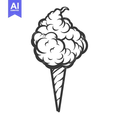 Aset premium populer: An illustrated drawing of a cotton candy cone