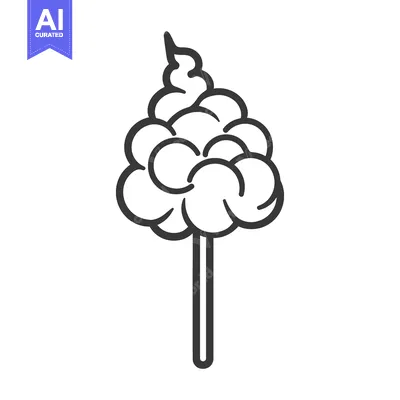 Aset desain premium: A simple graphic image of a sugary cotton candy treat