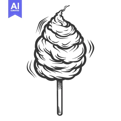 Aset premium populer: Artistic depiction of a fluffy and sweet sugary treat on a stick
