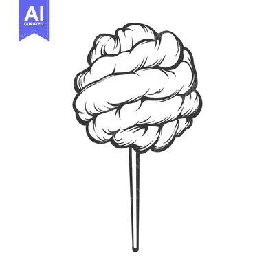 Popular premium asset: A black and white depiction of a cotton candy treat