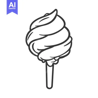 Aset premium populer: A Simple Black And White Swirl Cone Dessert Creation