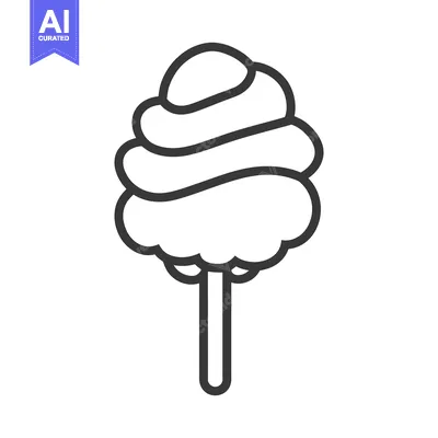 Aset premium populer: Black and white illustration of a sugary cotton candy treat