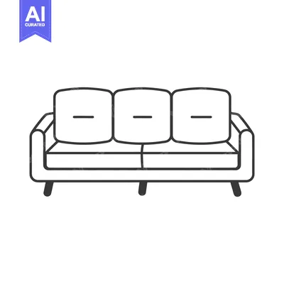 Aset desain premium: Simple Line Drawing Depicting a Three Seat Couch or Sofa