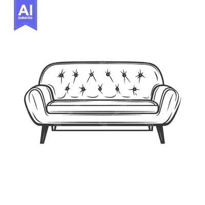A classic detailed illustration depicting a stylish two seater sofa