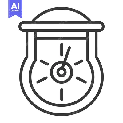 Premium design asset: An outline drawing of a simple gauge with needle