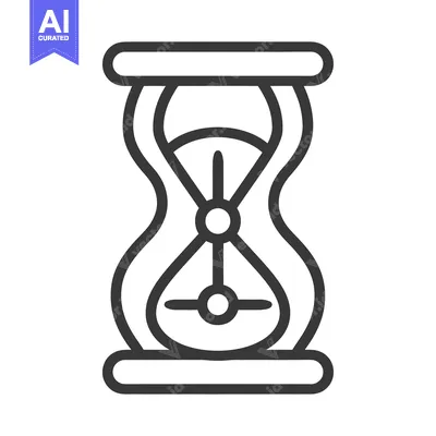 Aset desain premium: A Simple Minimalist Black and White Hourglass Icon on White Background