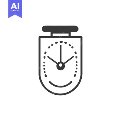 Aset desain premium: A black and white illustration of a stopwatch with a clock face