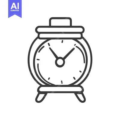 Premium design asset: A vintage styled analog clock with two hands and a stand