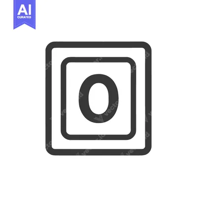 Aset premium populer: Bold Zero Icon: Framed Number in Square, Minimalist Design