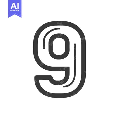Premium design asset: Counter 9 Icon Line Art Icon  2516