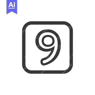 Aset desain premium: Counter 9 Icon Line Art Icon  2517