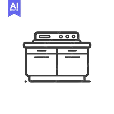 Premium design asset: Minimalist Kitchen Stove Icon: Clean Line Art Illustration on White Ba