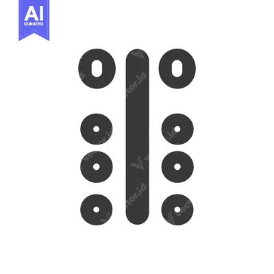 Aset premium populer: A symmetrical icon design featuring circles and a vertical line