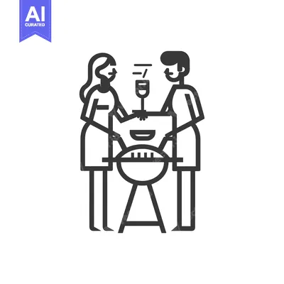 Aset premium populer: Couple Cooking Together on a BBQ Grill