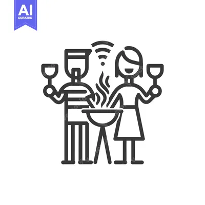 Aset premium populer: Couple Enjoying a Barbecue and Drinks with Wifi Connection