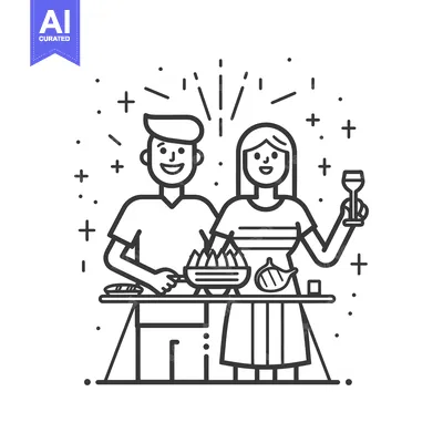 Aset premium populer: Couple Enjoying a Barbeque with Wine