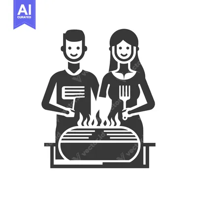 Couple Grilling Food Together at a Barbeque