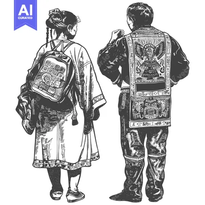 Popular premium asset: Couple in Traditional Mayan Garb with Detailed Embroidered Patterns