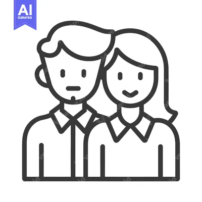 Aset premium populer: A black and white illustration of a smiling couple